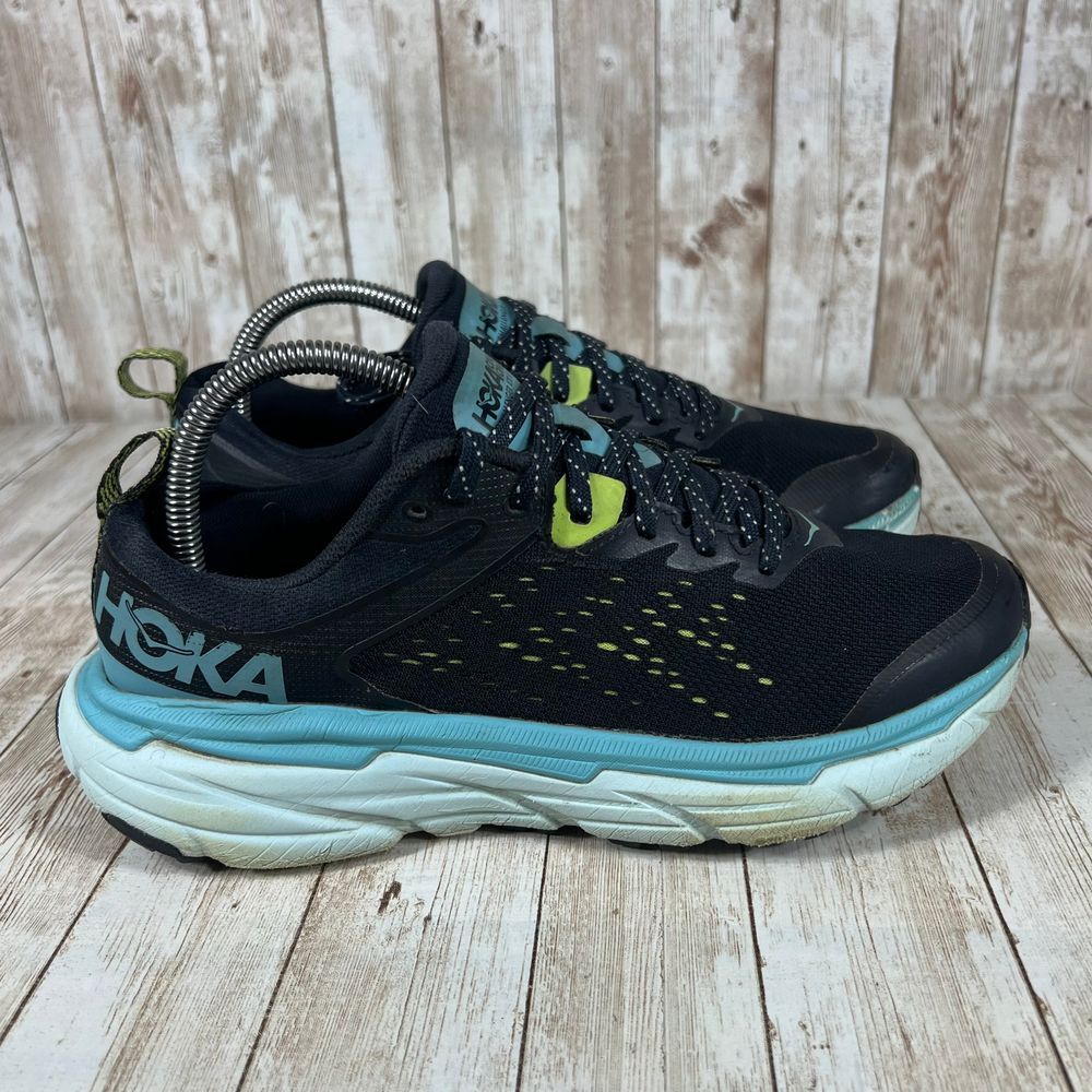 Hoka One One Women's Black & Teal Athletic Running Shoes with Lime Accents